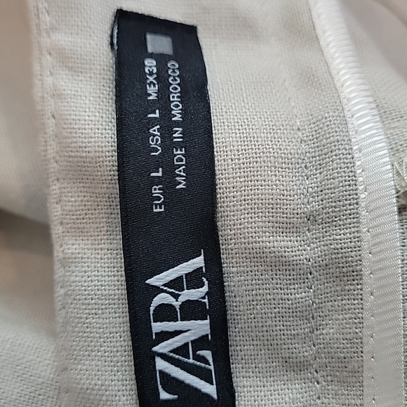 ZARA Pareo Linen Blend cream pants size Large 2416/939/46 - Picture 6 of 9